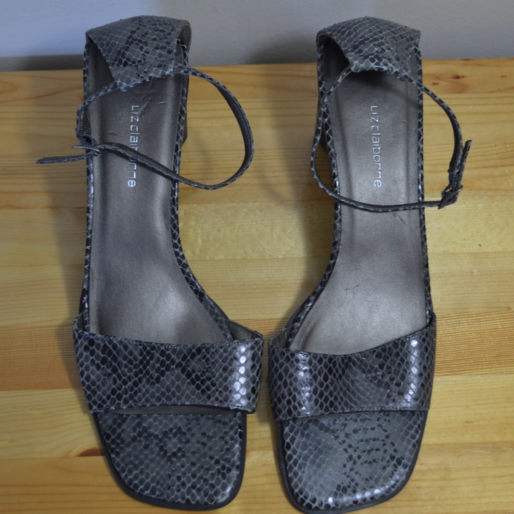 Calvin Klein snake skin ankle strap sandals